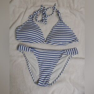 Xhilaration Bikini XL Blue/White Stripes 2piece bathing suit